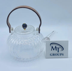 PREMIUM GLASS KETTLE WITH WOODEN HANDLE and Decorative Lid