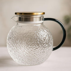 PREMIUM GLASS KETTLE WITH COLORED SHAPE HANDLE AND STEEL LID