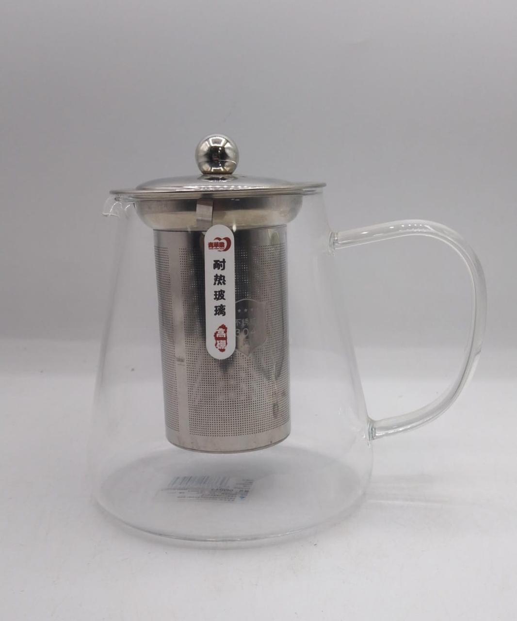 PLAIN GLASS KETTLE WITH STEEL LID