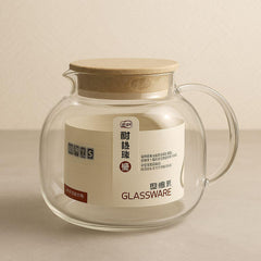 PLAIN GLASS KETTLE WITH PLASTIC LID ( WOODEN TEXTURED )