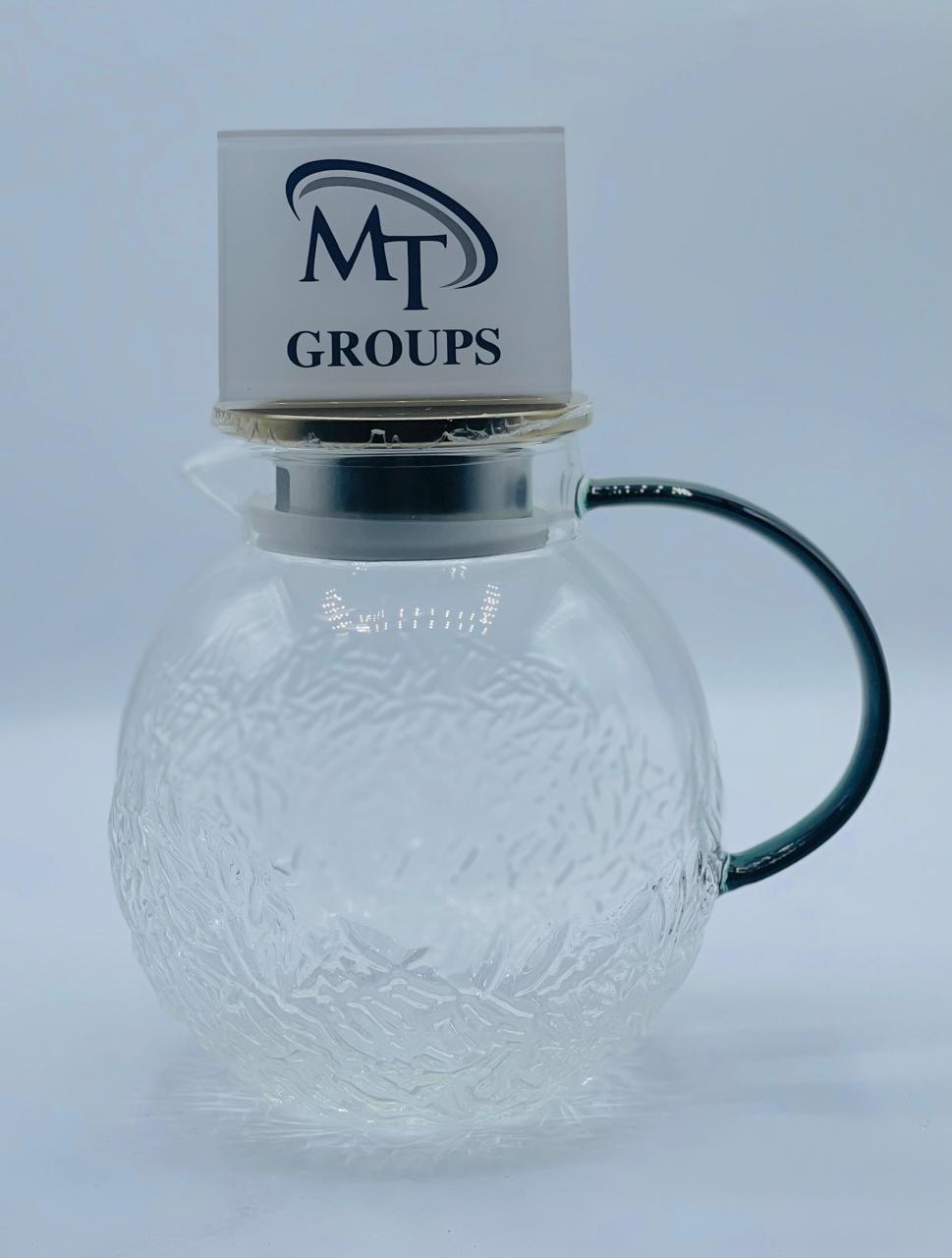 PREMIUM GLASS KETTLE WITH COLORED SHAPE HANDLE AND STEEL LID