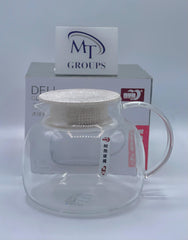 PLAIN GLASS KETTLE WITH PLASTIC LID ( WOODEN TEXTURED )