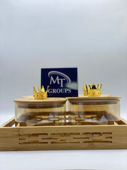 👑 4 PCS Round Jars – Golden Color with Crown Cap 👑