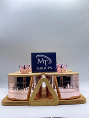 👑 4 PCS Round Jars with Pink Print & Crown Cap 👑